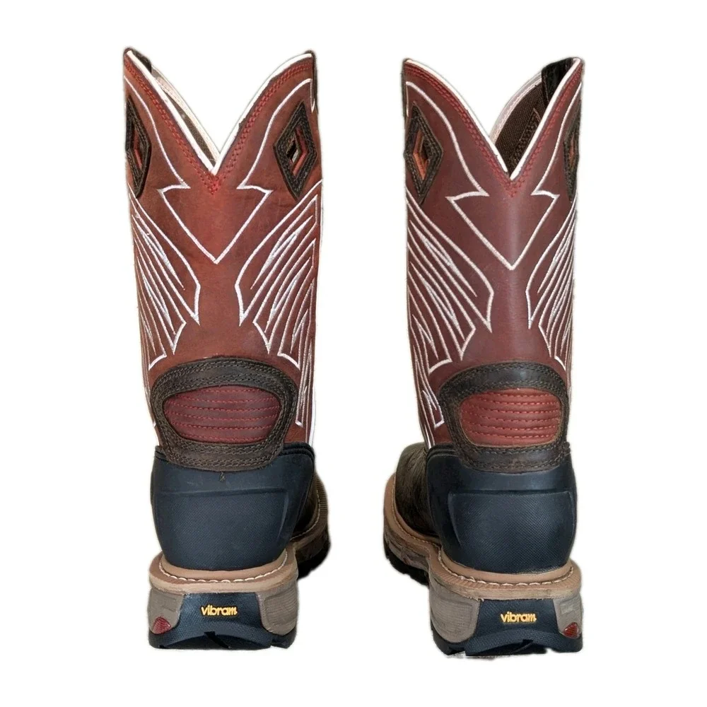 Justin Mens Steel Toe Vibram Waterproof Work Boots Brown WK2115 Size 9.5D